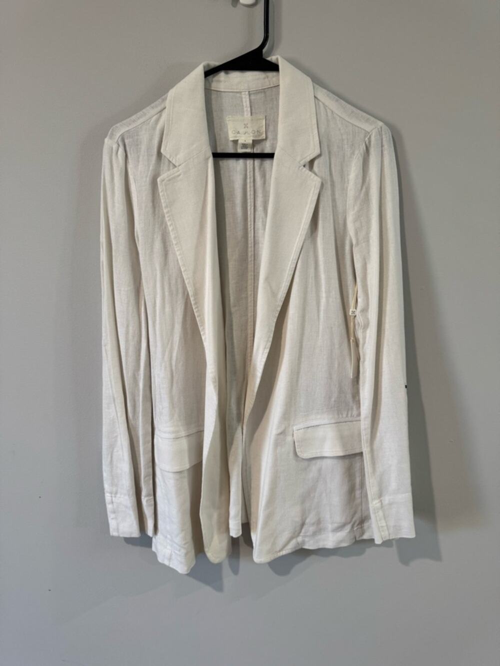 Caslon Cream Open-Front Linen-Blend Blazer Size Small